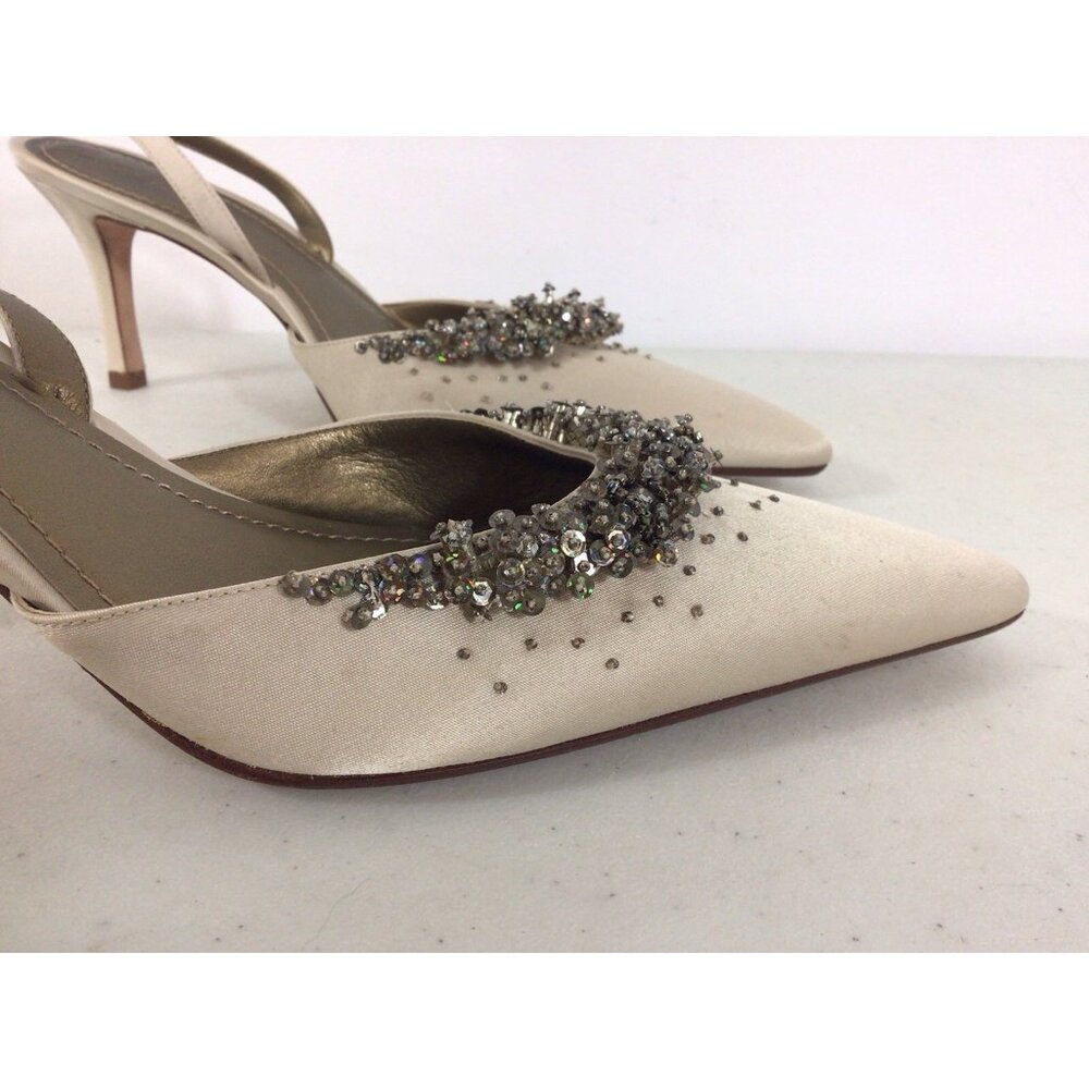 Ann Taylor Sequin Slingback Heels Womens 9 - Picture 2 of 9